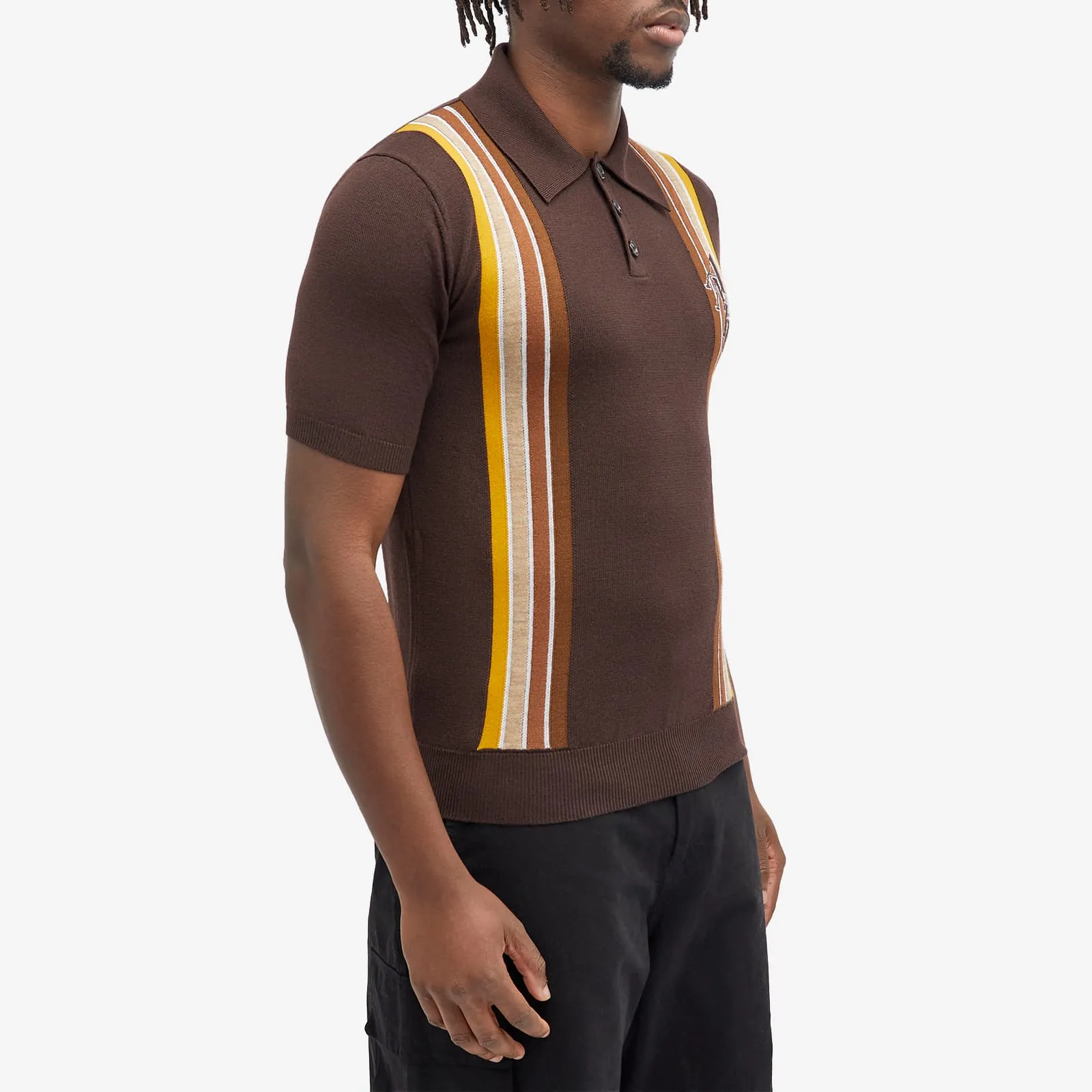 Amiri Stack Stripe Knit Polo Shirt, Green