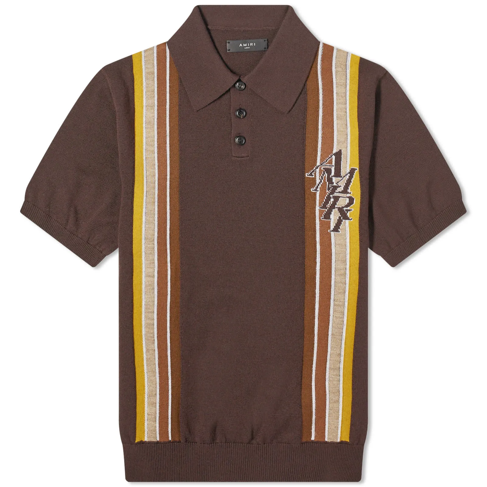 Amiri Stack Stripe Knit Polo Shirt, Green