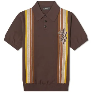 Amiri Stack Stripe Knit Polo Shirt, Green