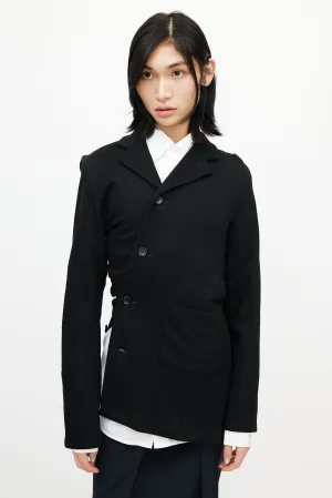 Black Wool Asymmetrical Bias Blazer
