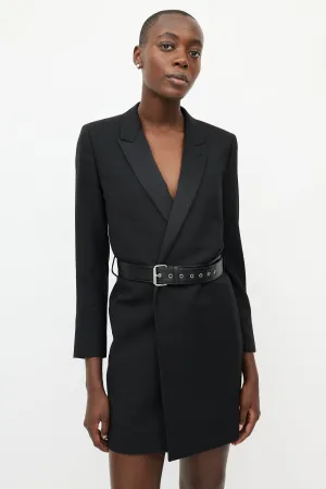 Black Wool Belted Blazer