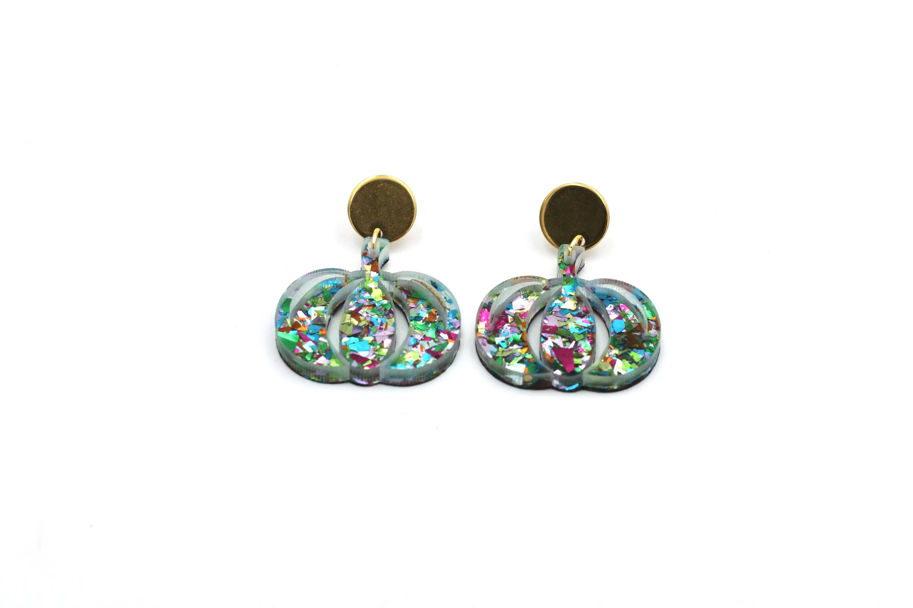 Colorful Glitter Pumpkin Earrings