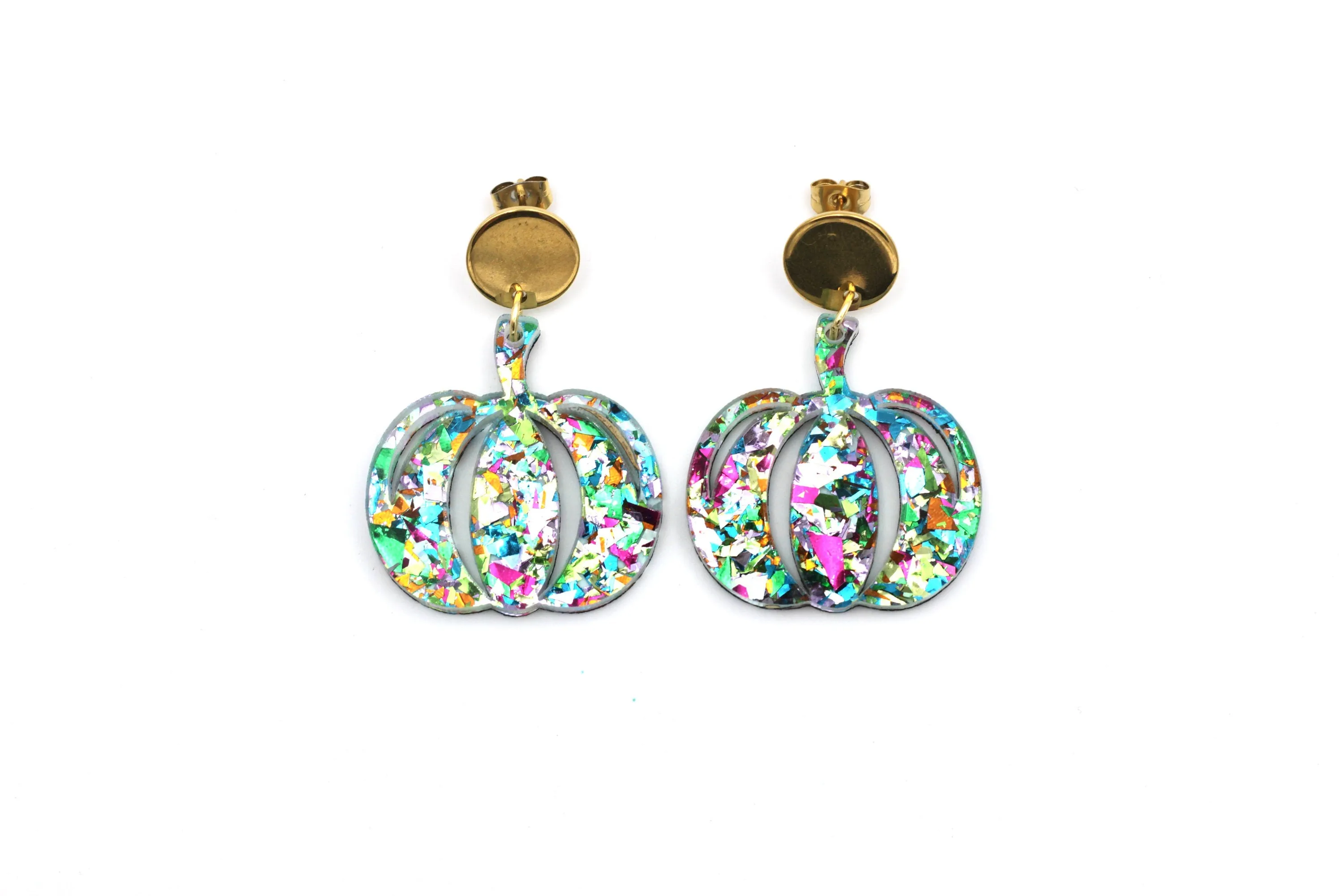 Colorful Glitter Pumpkin Earrings
