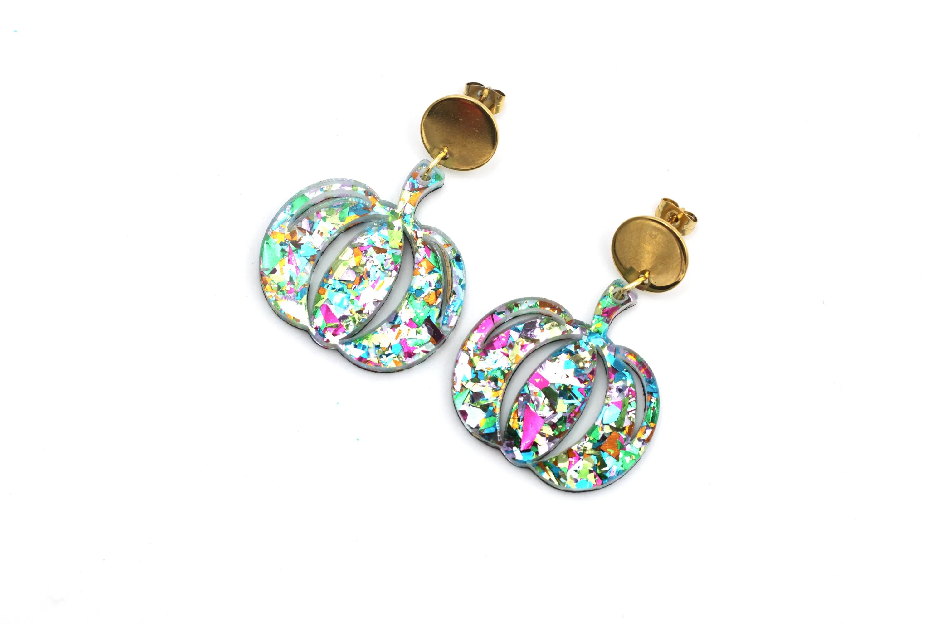 Colorful Glitter Pumpkin Earrings