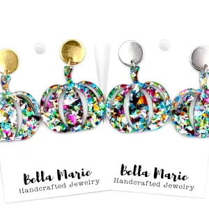 Colorful Glitter Pumpkin Earrings