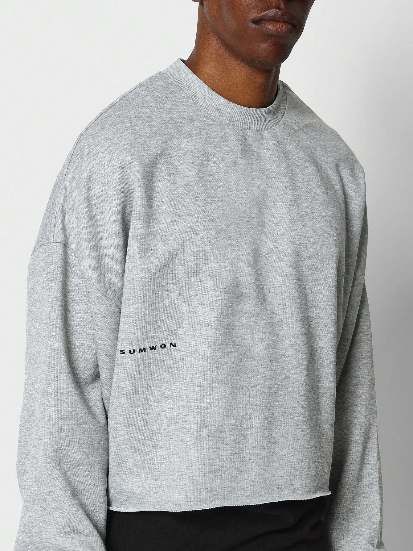 Crop Fit Raw Hem Sweatshirt With Back Graphic Print