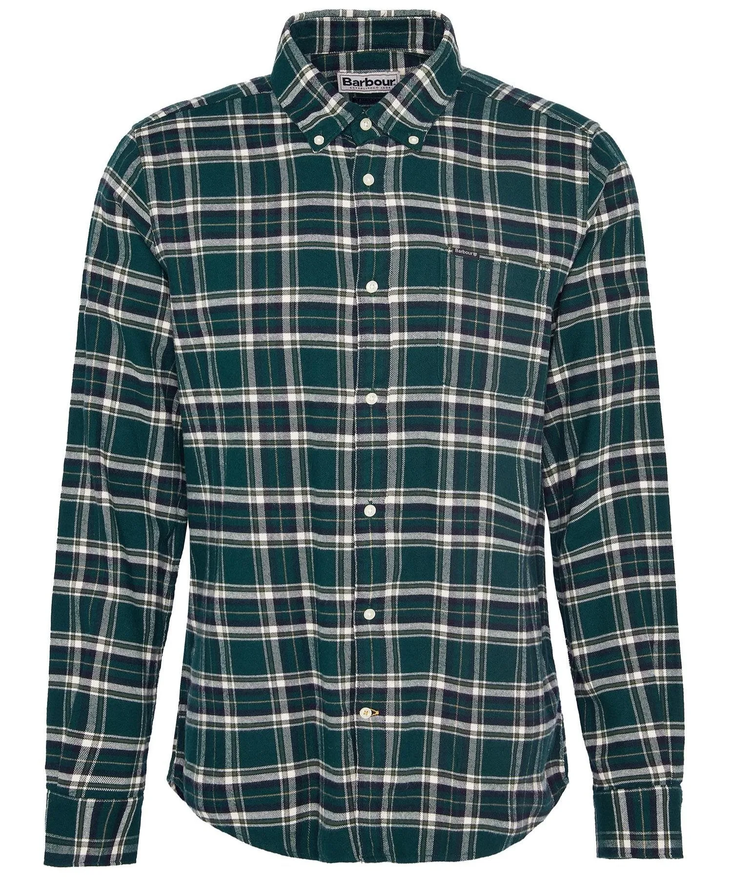 Drumhill Tailored Long Sleeved Shirt in Evergreen by Barbour