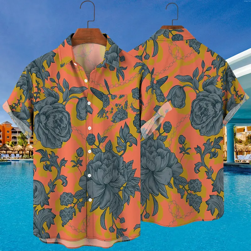 Hawaiian Beach 3D Botanical Pattern Print Shirt
