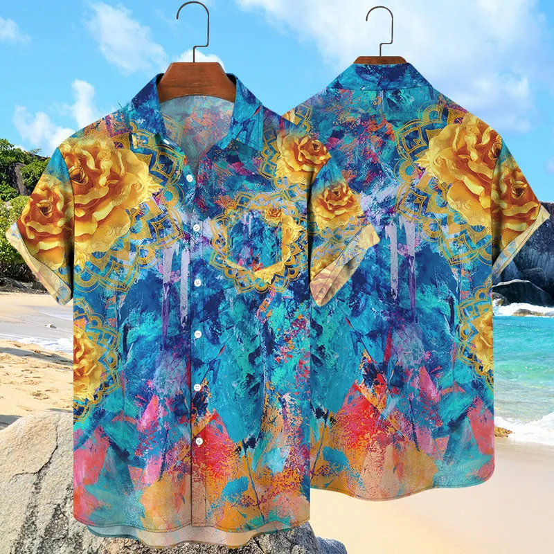 Hawaiian Beach 3D Botanical Pattern Print Shirt