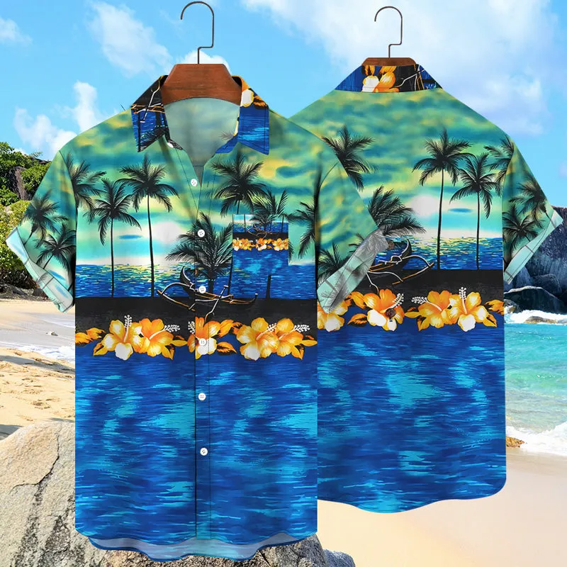 Hawaiian Beach 3D Botanical Pattern Print Shirt