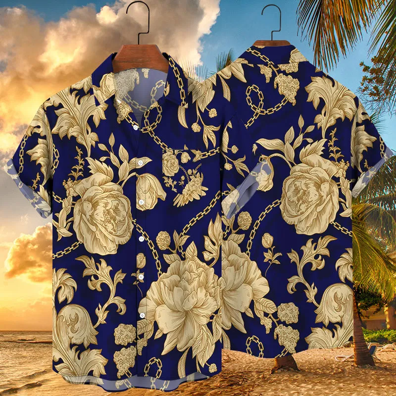 Hawaiian Beach 3D Botanical Pattern Print Shirt