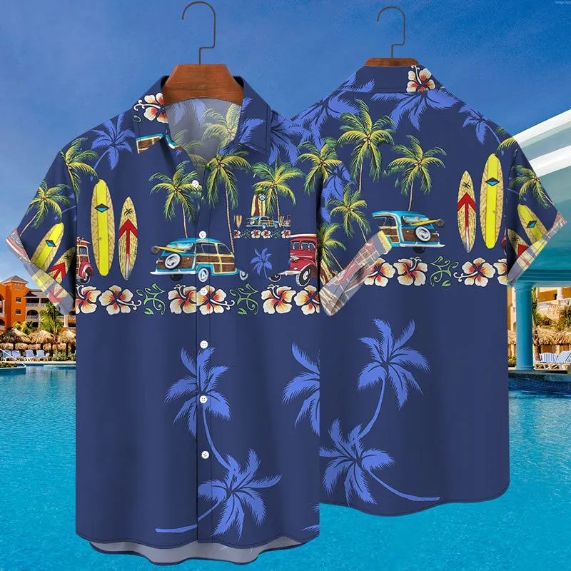 Hawaiian Beach 3D Botanical Pattern Print Shirt