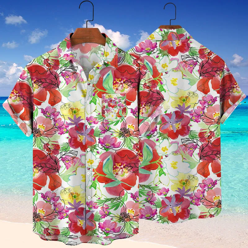 Hawaiian Beach 3D Botanical Pattern Print Shirt