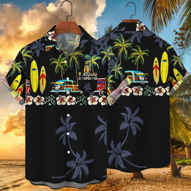 Hawaiian Beach 3D Botanical Pattern Print Shirt