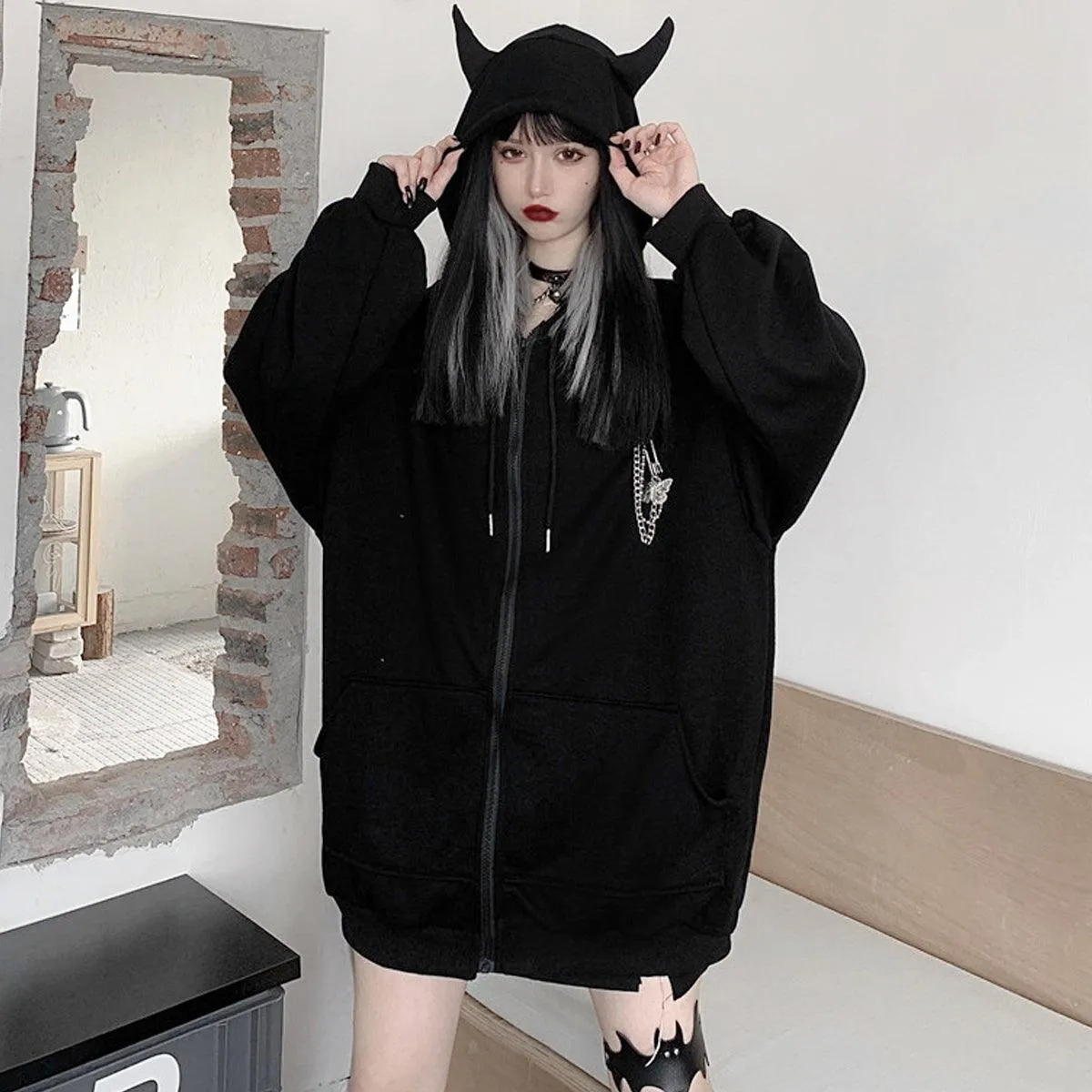Hood Horns Black Devil Hoodie