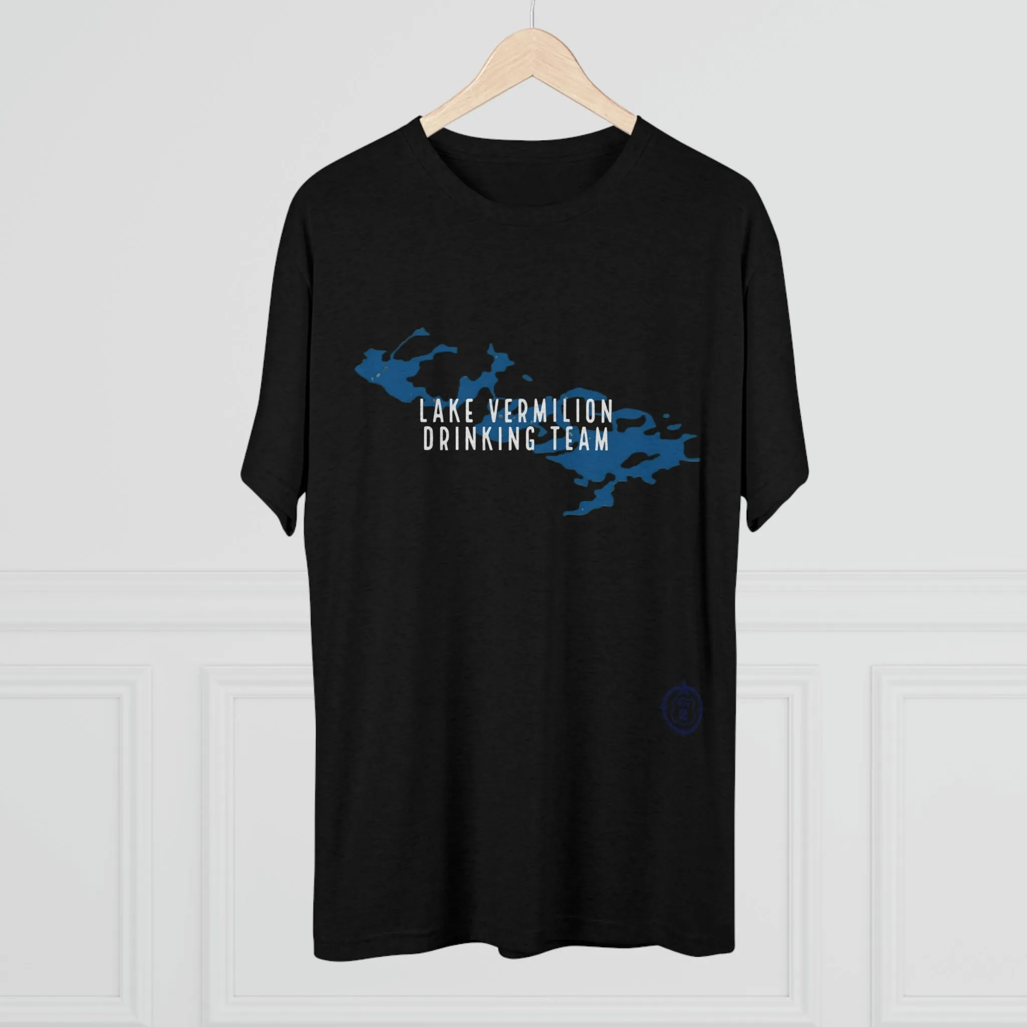 Lake Vermilion - Drinking Team - Lake Image - White Graphic - Unisex Tri-Blend Crew Tee