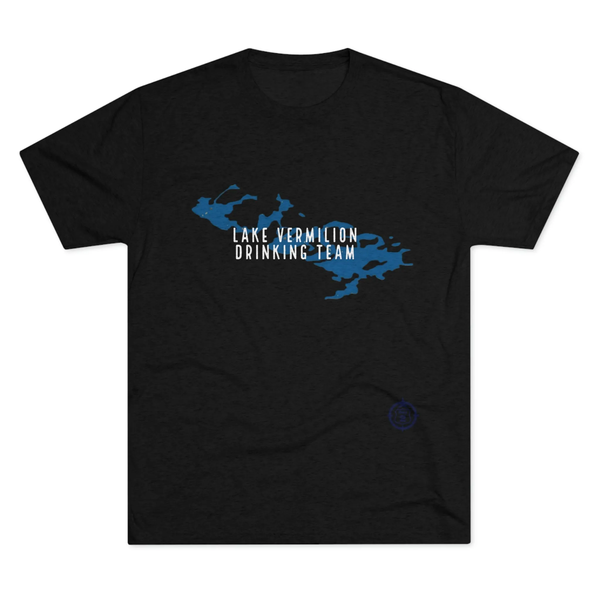 Lake Vermilion - Drinking Team - Lake Image - White Graphic - Unisex Tri-Blend Crew Tee