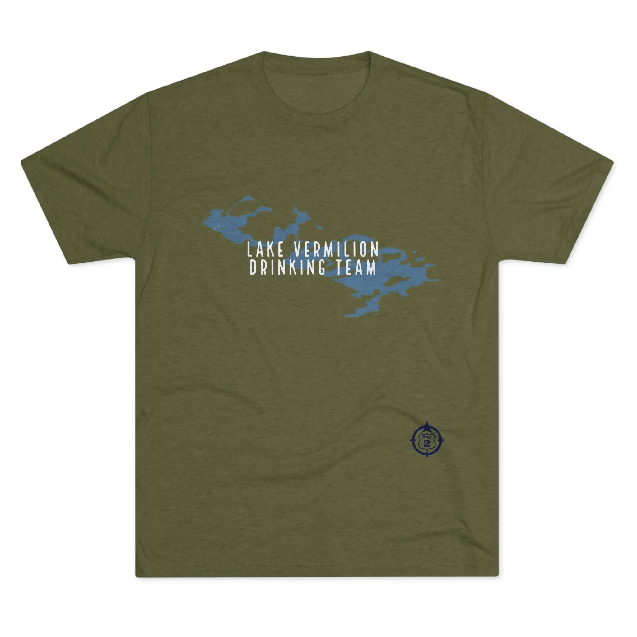 Lake Vermilion - Drinking Team - Lake Image - White Graphic - Unisex Tri-Blend Crew Tee