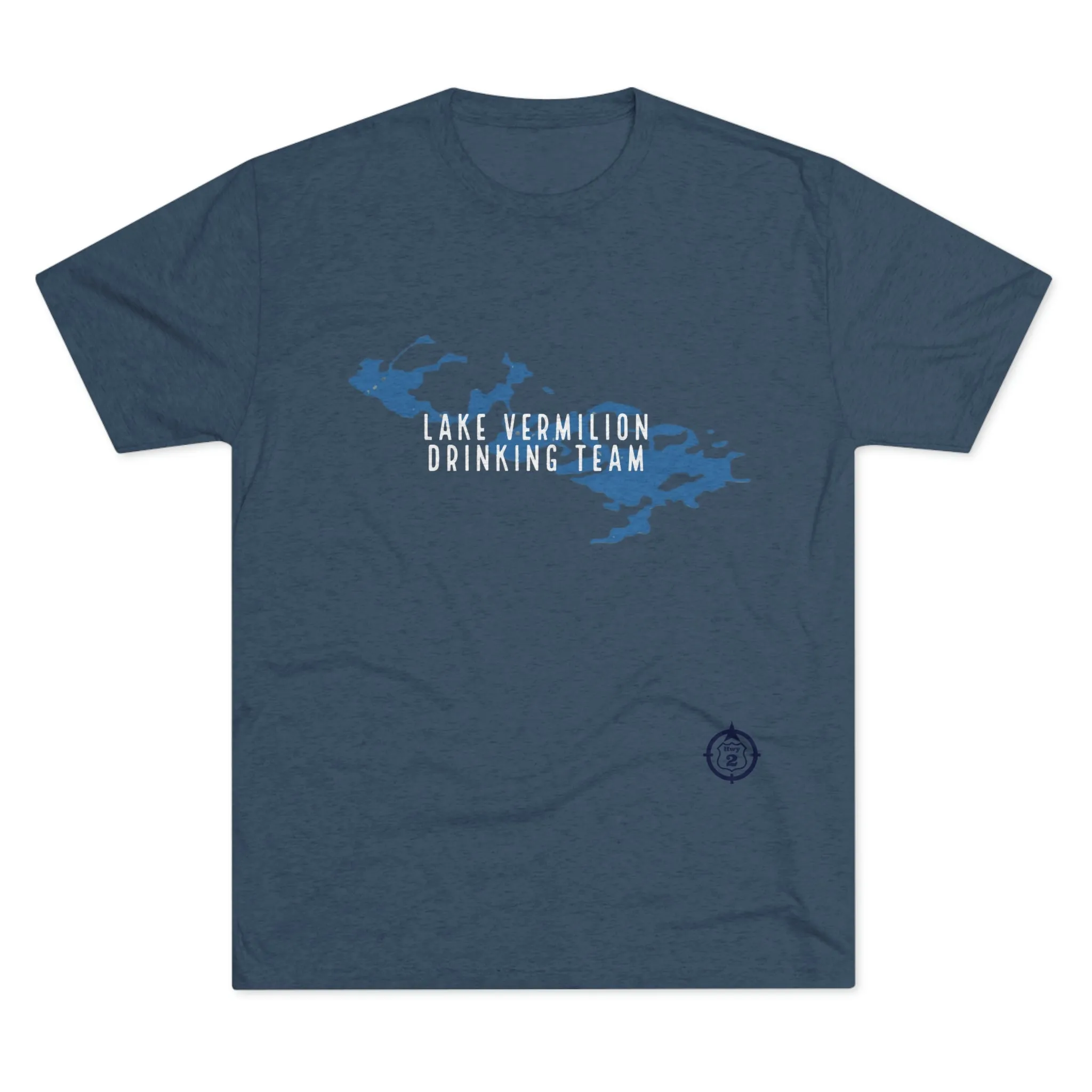 Lake Vermilion - Drinking Team - Lake Image - White Graphic - Unisex Tri-Blend Crew Tee
