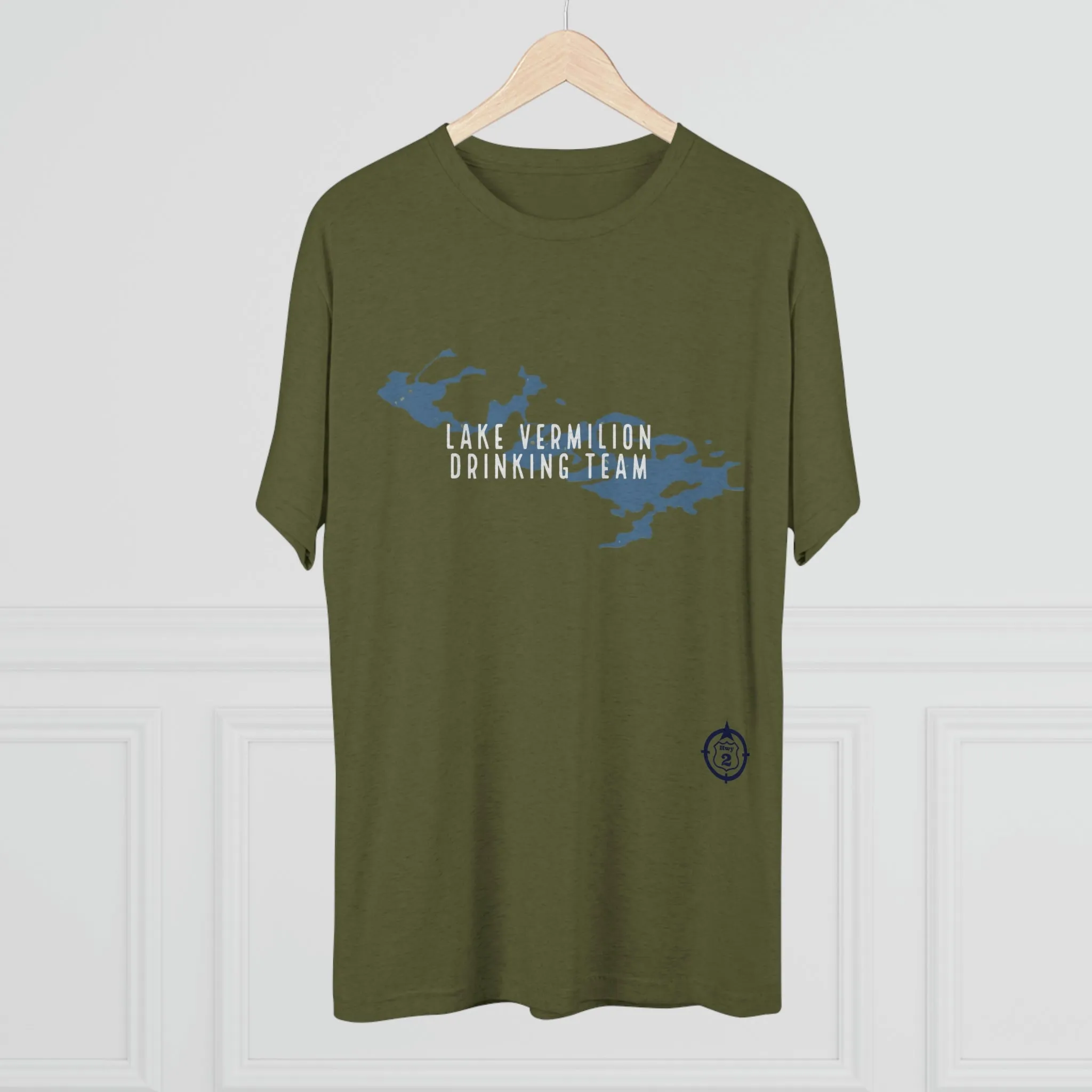Lake Vermilion - Drinking Team - Lake Image - White Graphic - Unisex Tri-Blend Crew Tee