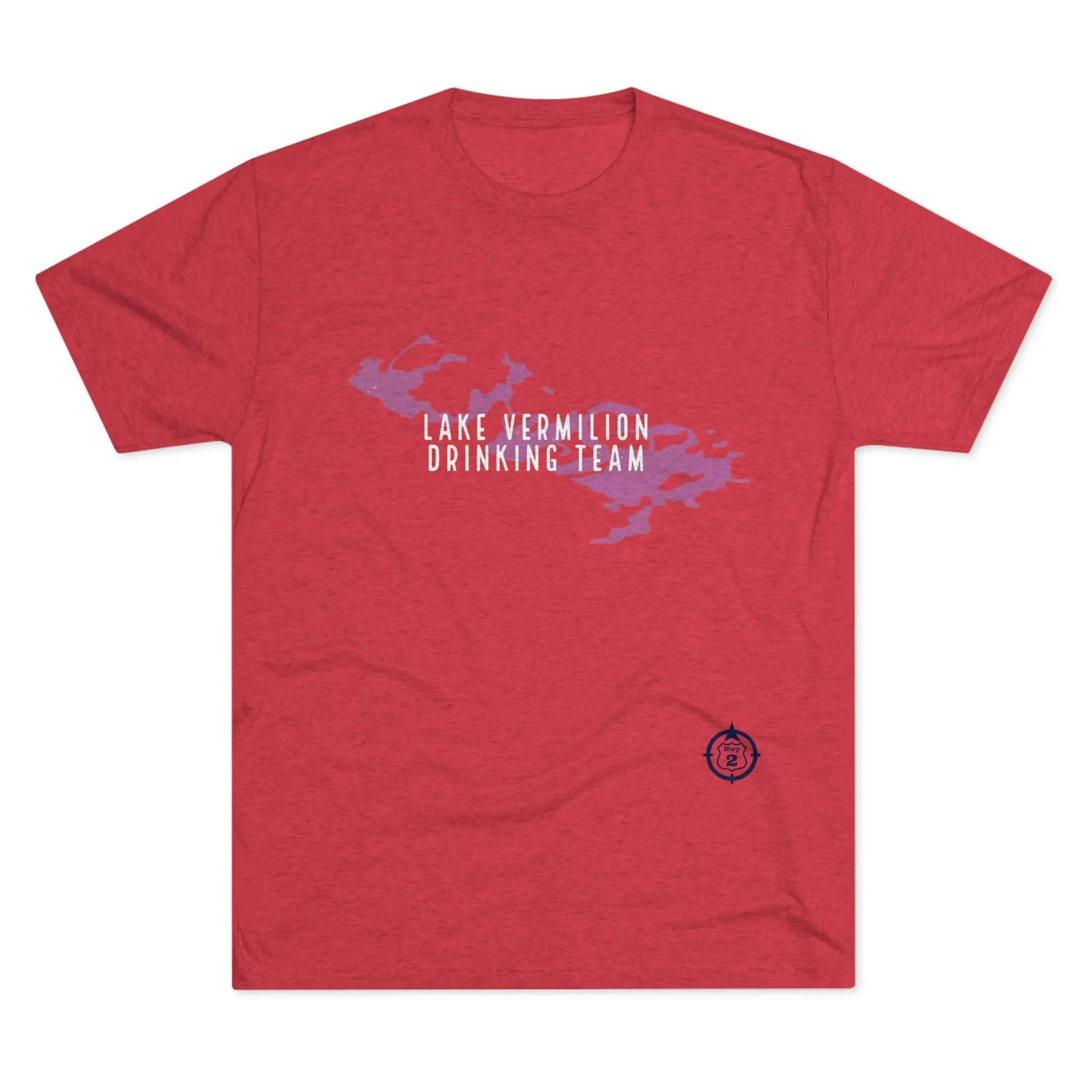 Lake Vermilion - Drinking Team - Lake Image - White Graphic - Unisex Tri-Blend Crew Tee