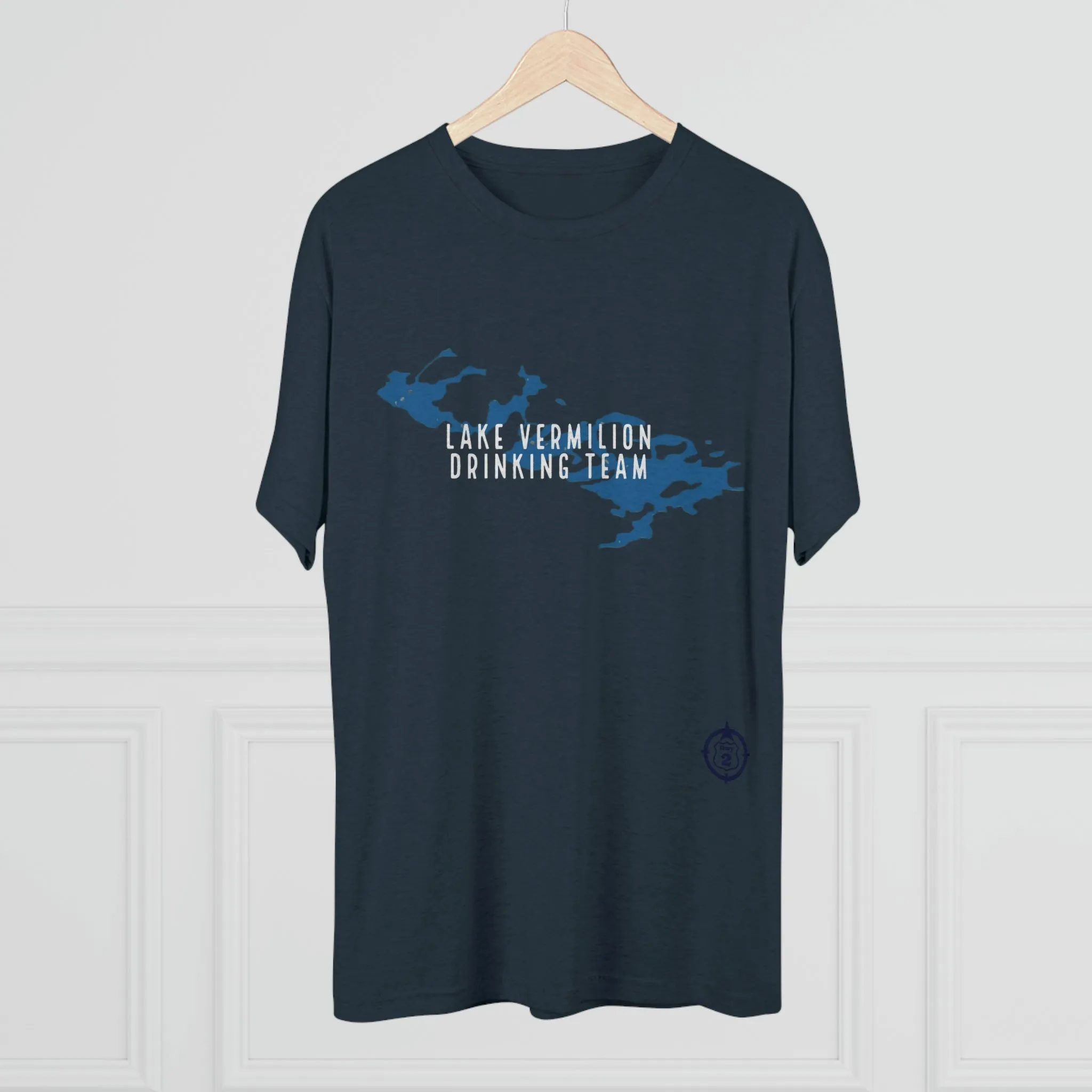 Lake Vermilion - Drinking Team - Lake Image - White Graphic - Unisex Tri-Blend Crew Tee