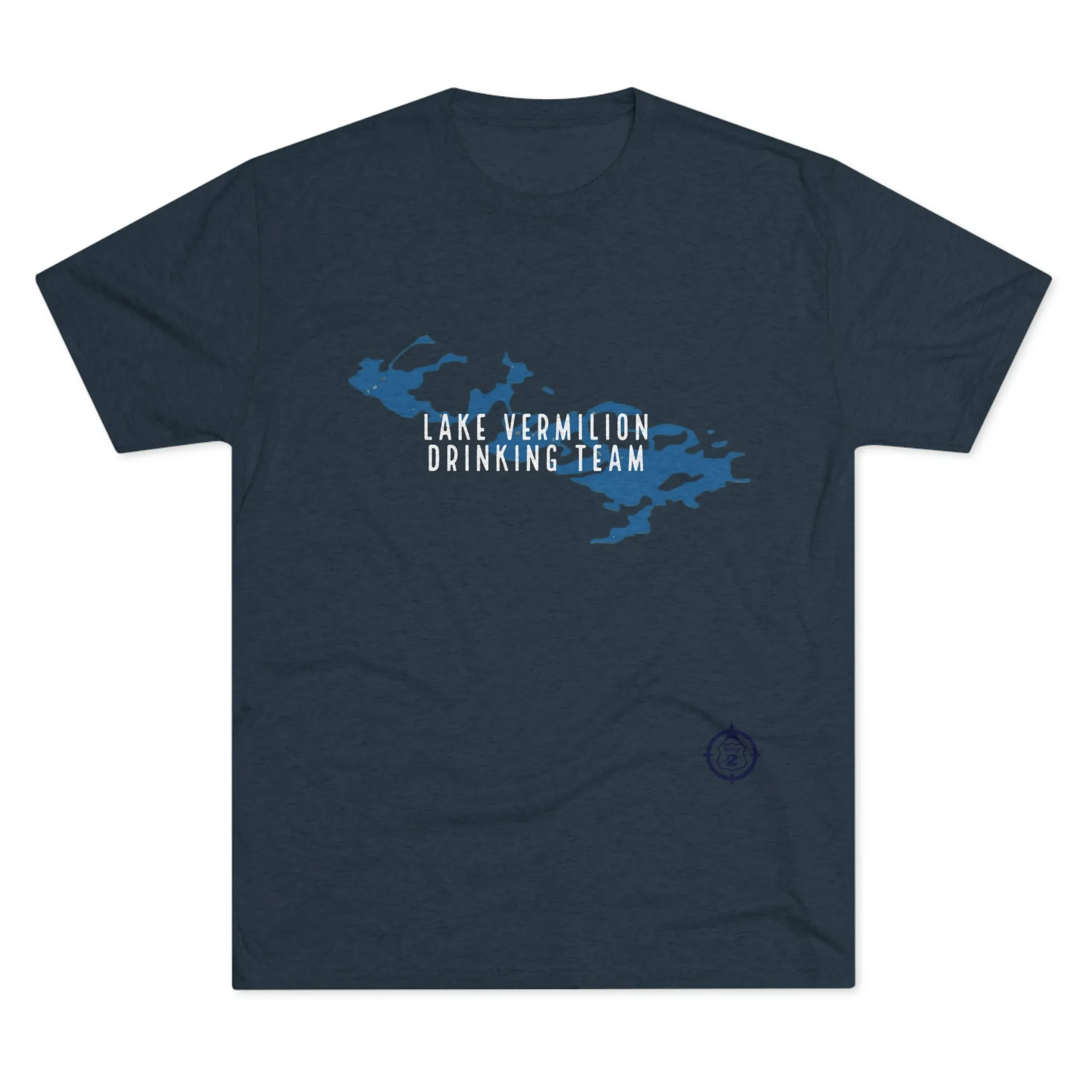 Lake Vermilion - Drinking Team - Lake Image - White Graphic - Unisex Tri-Blend Crew Tee