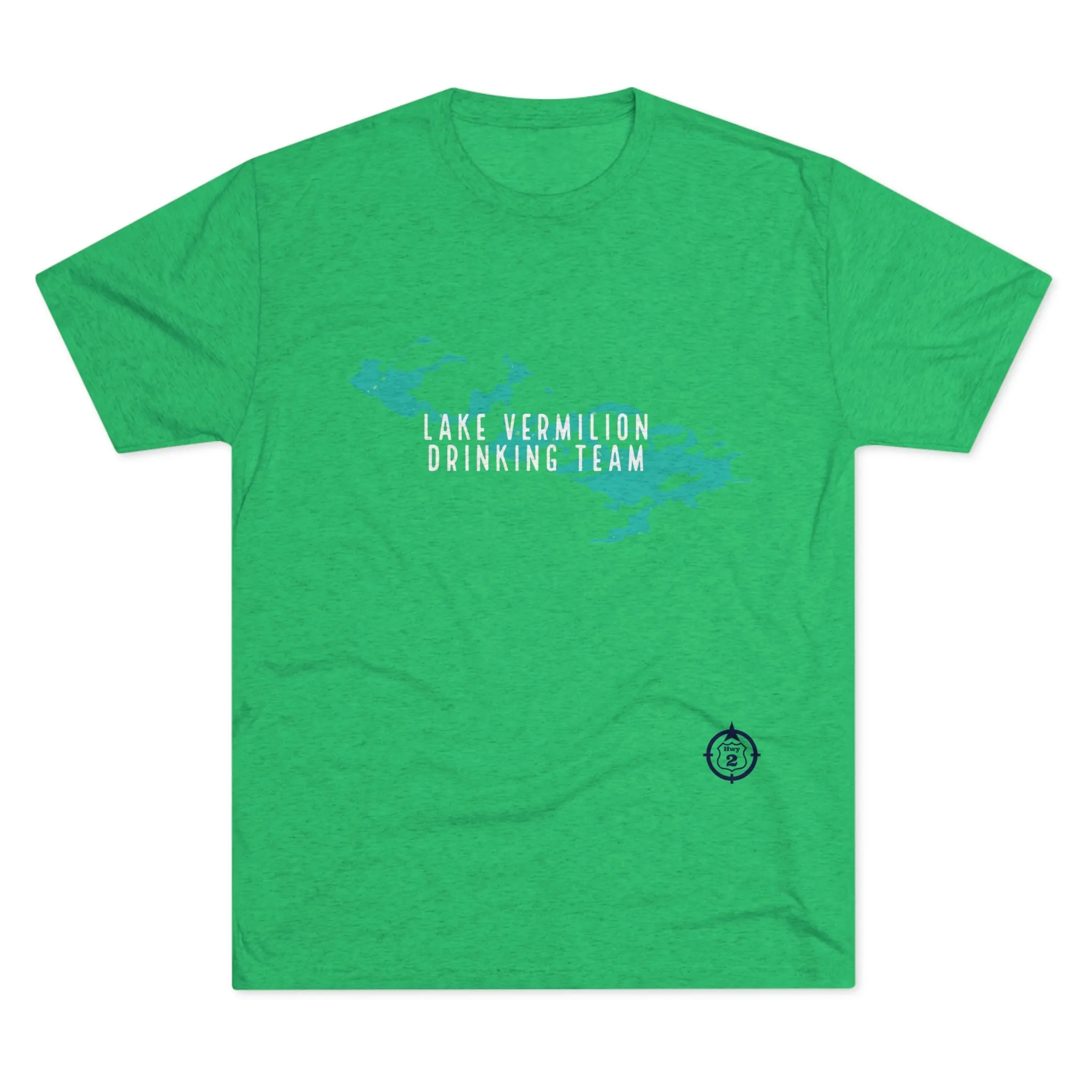 Lake Vermilion - Drinking Team - Lake Image - White Graphic - Unisex Tri-Blend Crew Tee
