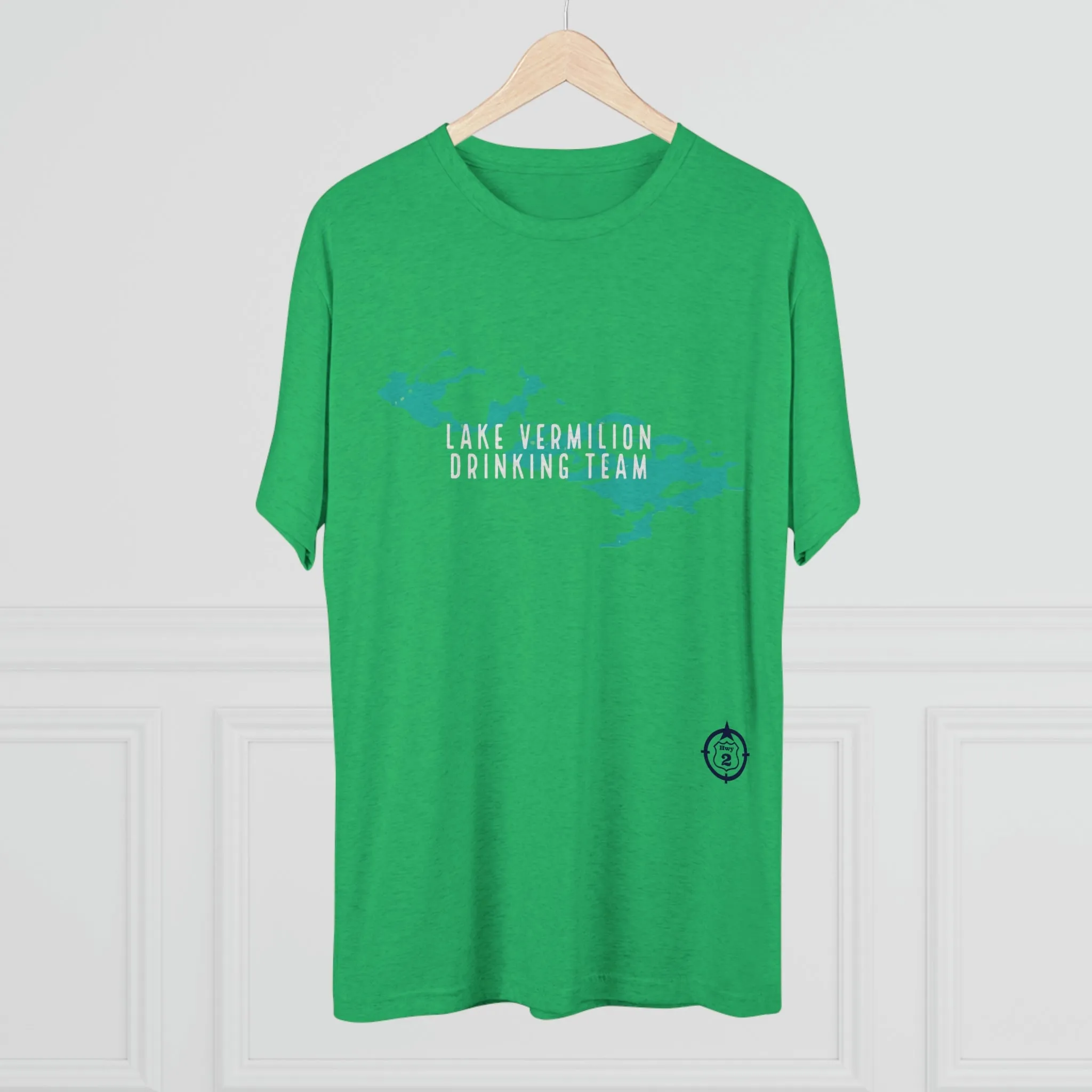 Lake Vermilion - Drinking Team - Lake Image - White Graphic - Unisex Tri-Blend Crew Tee