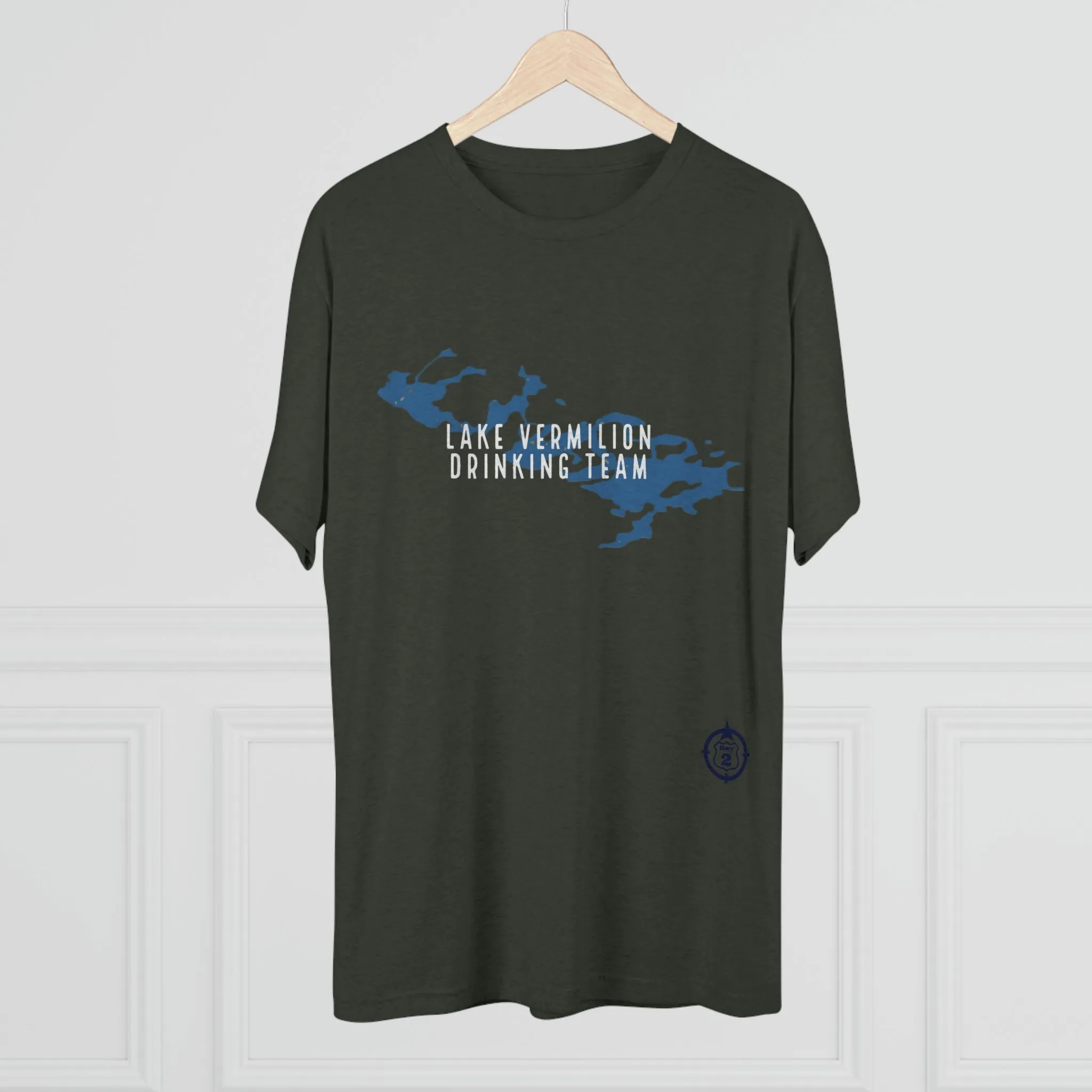 Lake Vermilion - Drinking Team - Lake Image - White Graphic - Unisex Tri-Blend Crew Tee