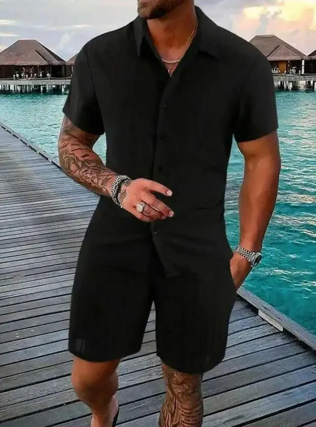 Men's Button Up Shirt & Matching Short