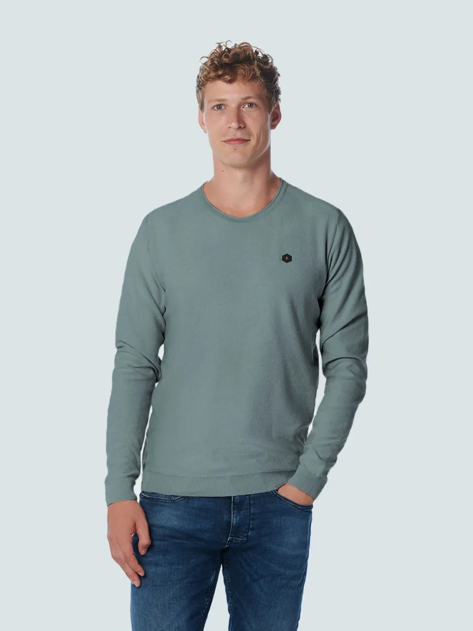 Pullover Crewneck Jacquard With Contrast Colour Inside | Steel