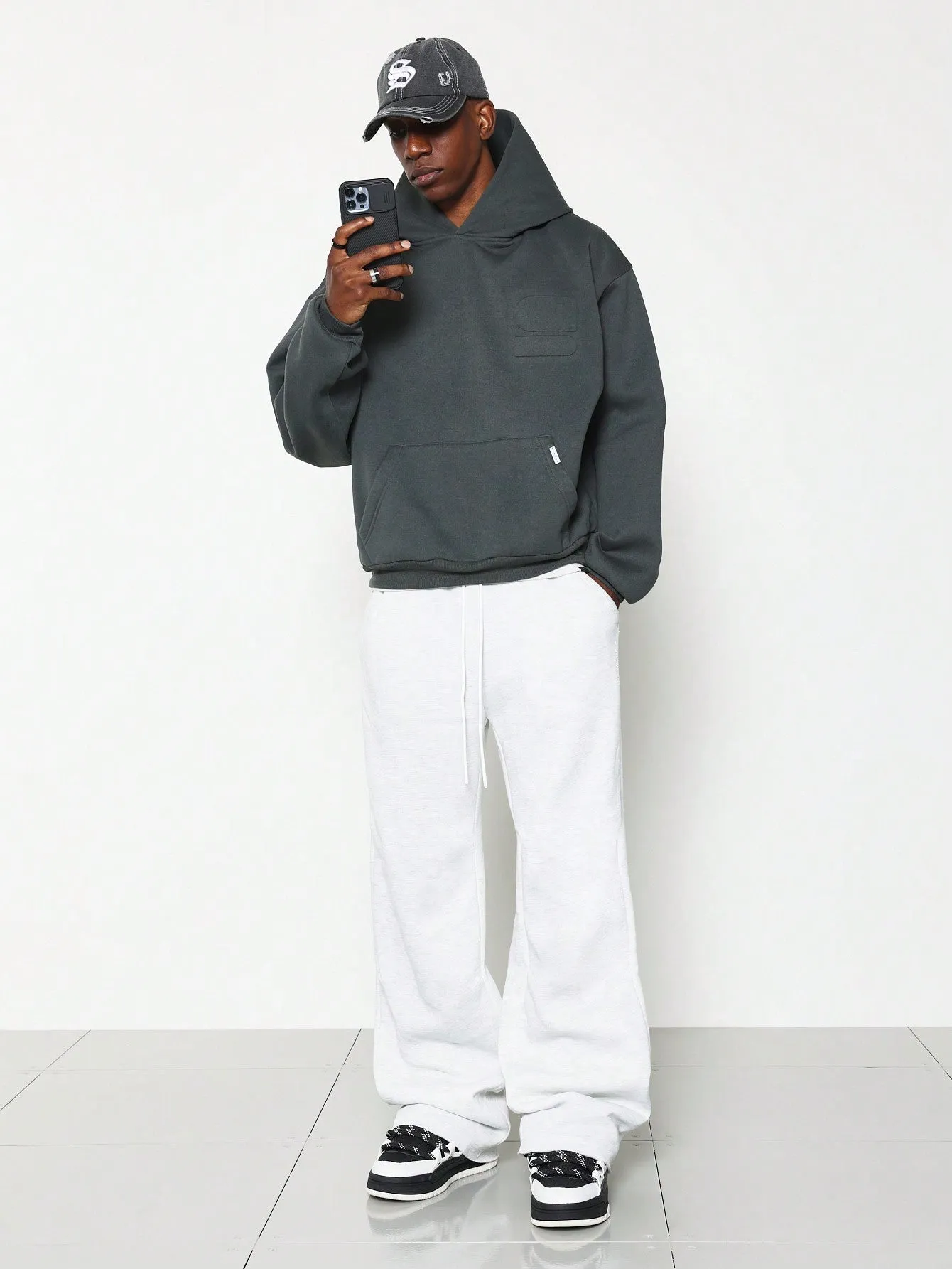 Regular Fit Overhead Hoodie With Emboss
