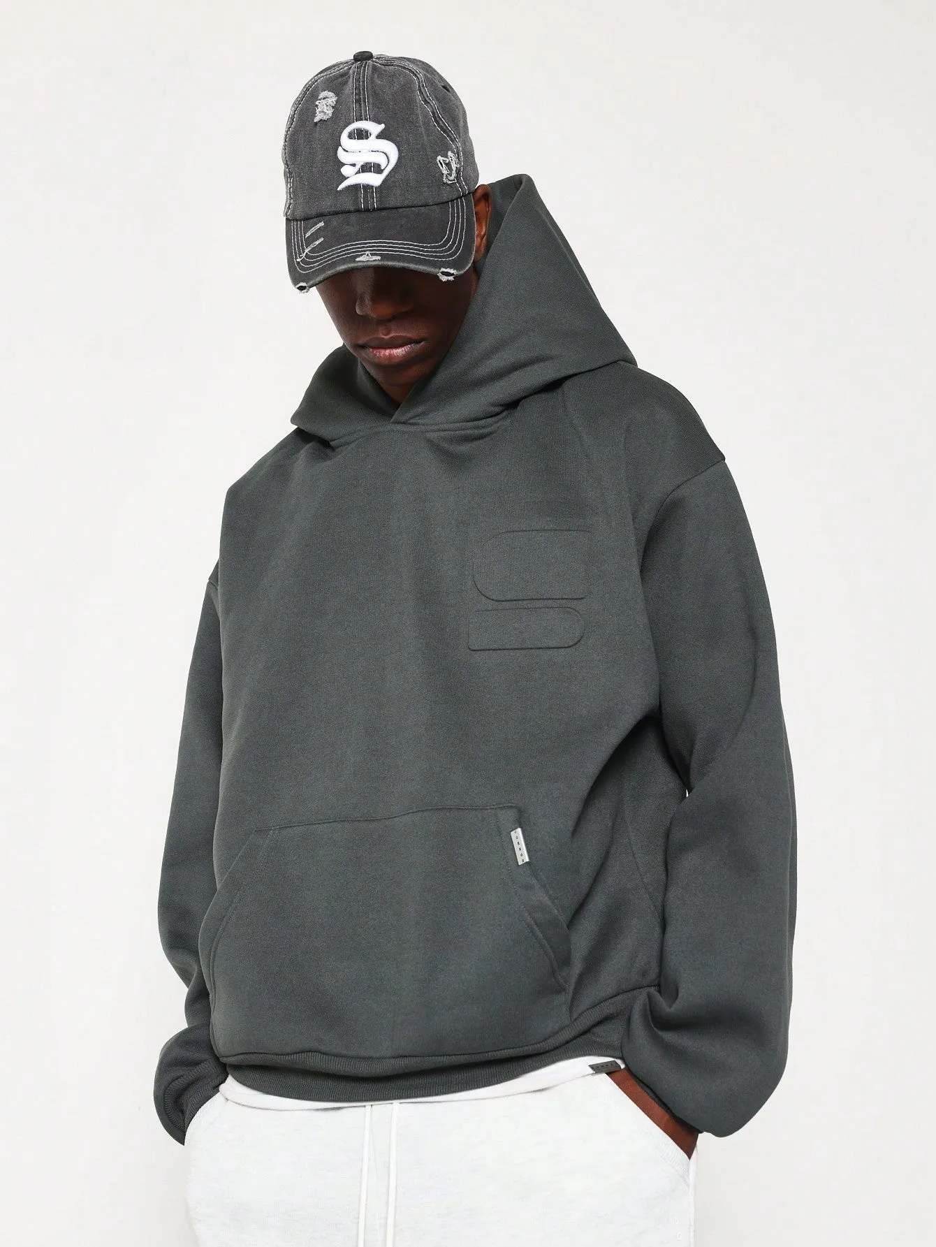 Regular Fit Overhead Hoodie With Emboss