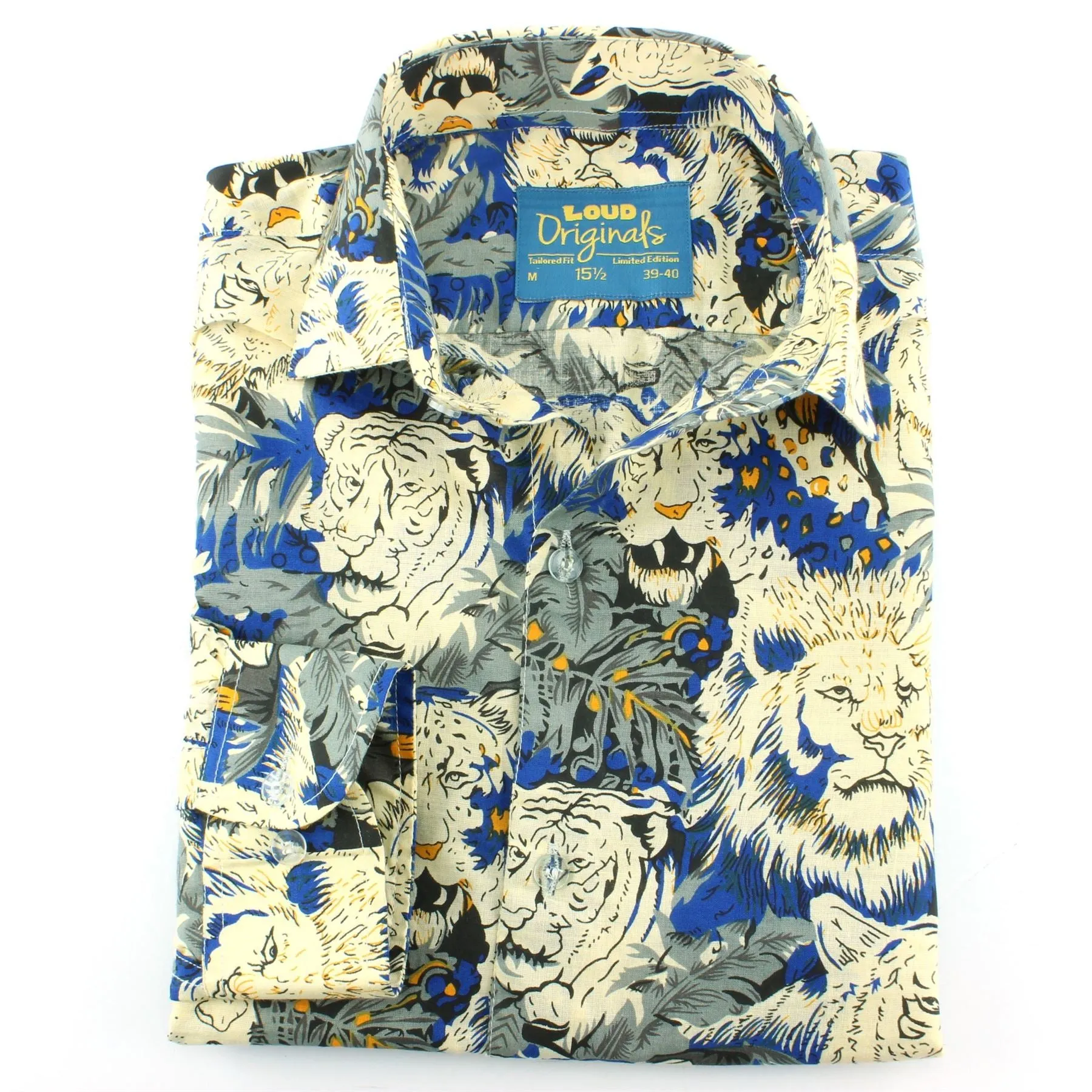 Tailored Fit Long Sleeve Shirt - Lion Tiger Jungle
