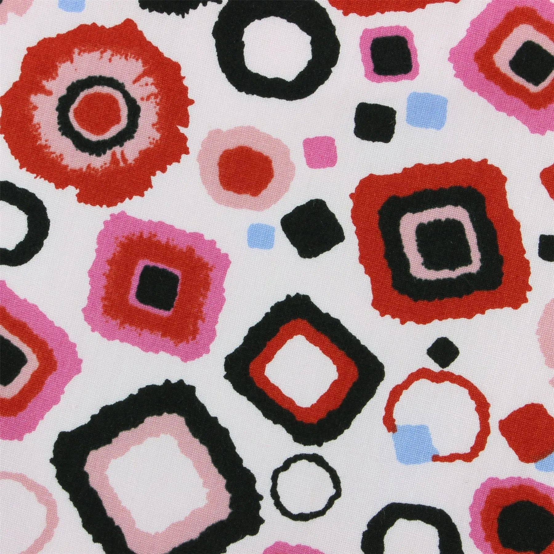 Tailored Fit Long Sleeve Shirt - Pink Black & Red Abstract Shapes