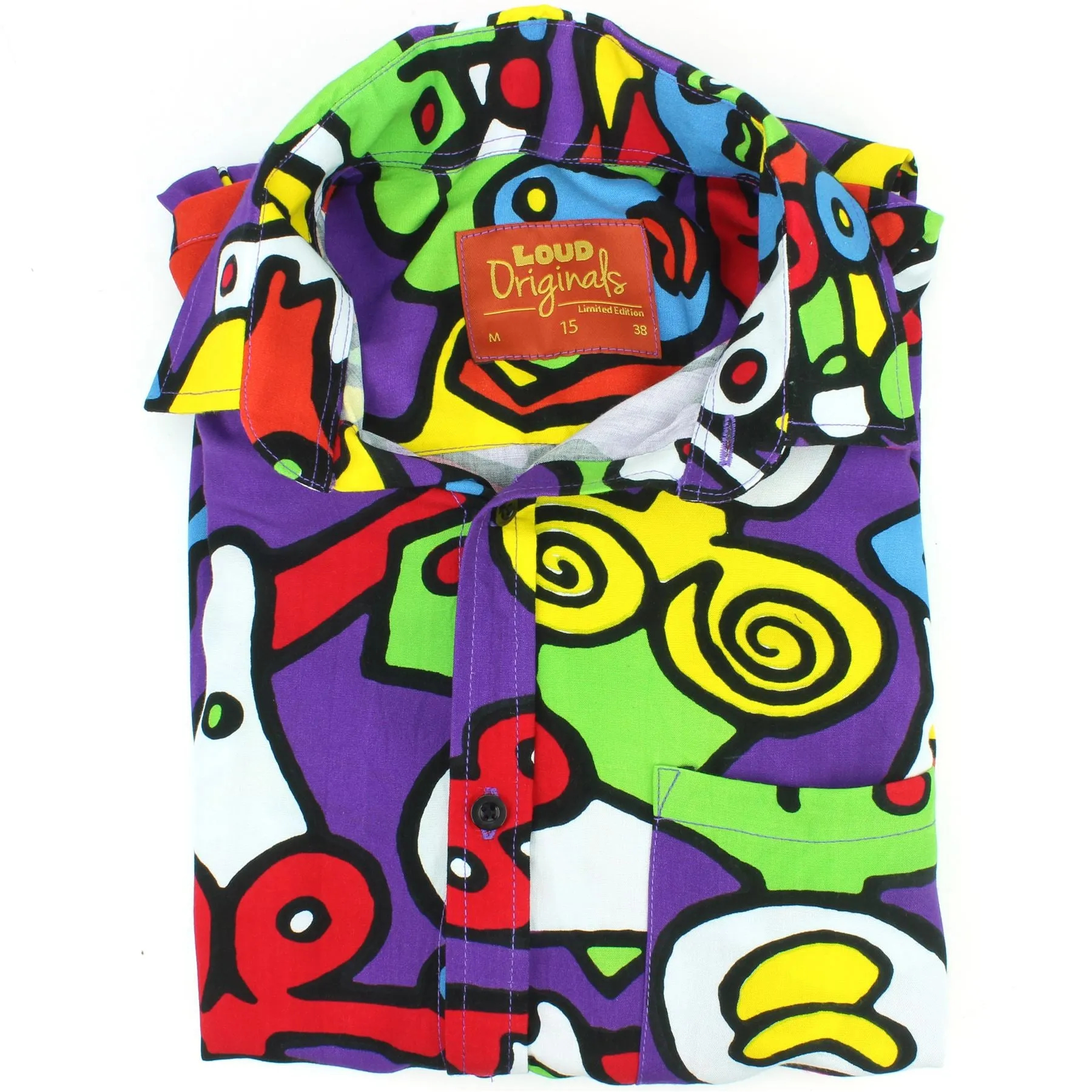 Tailored Fit Short Sleeve Rayon Shirt - Tiffy Print - Purple