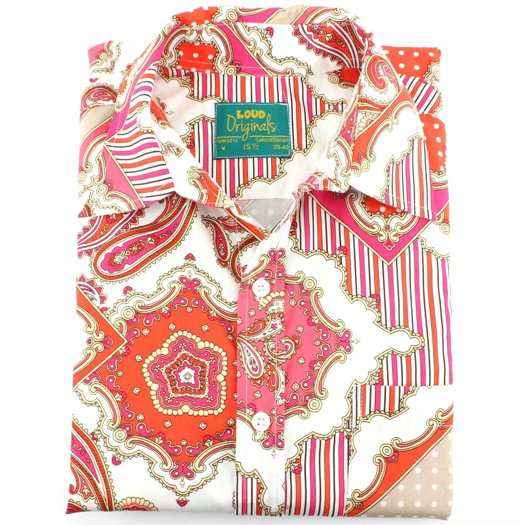 Tailored Fit Short Sleeve Shirt - Abstract Paisley & Polka Dots