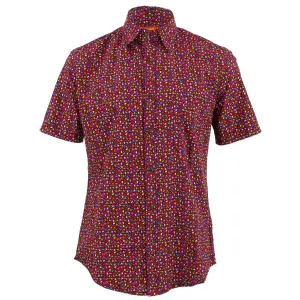 Tailored Fit Short Sleeve Shirt - Dark Purple Multi-coloured Ovals