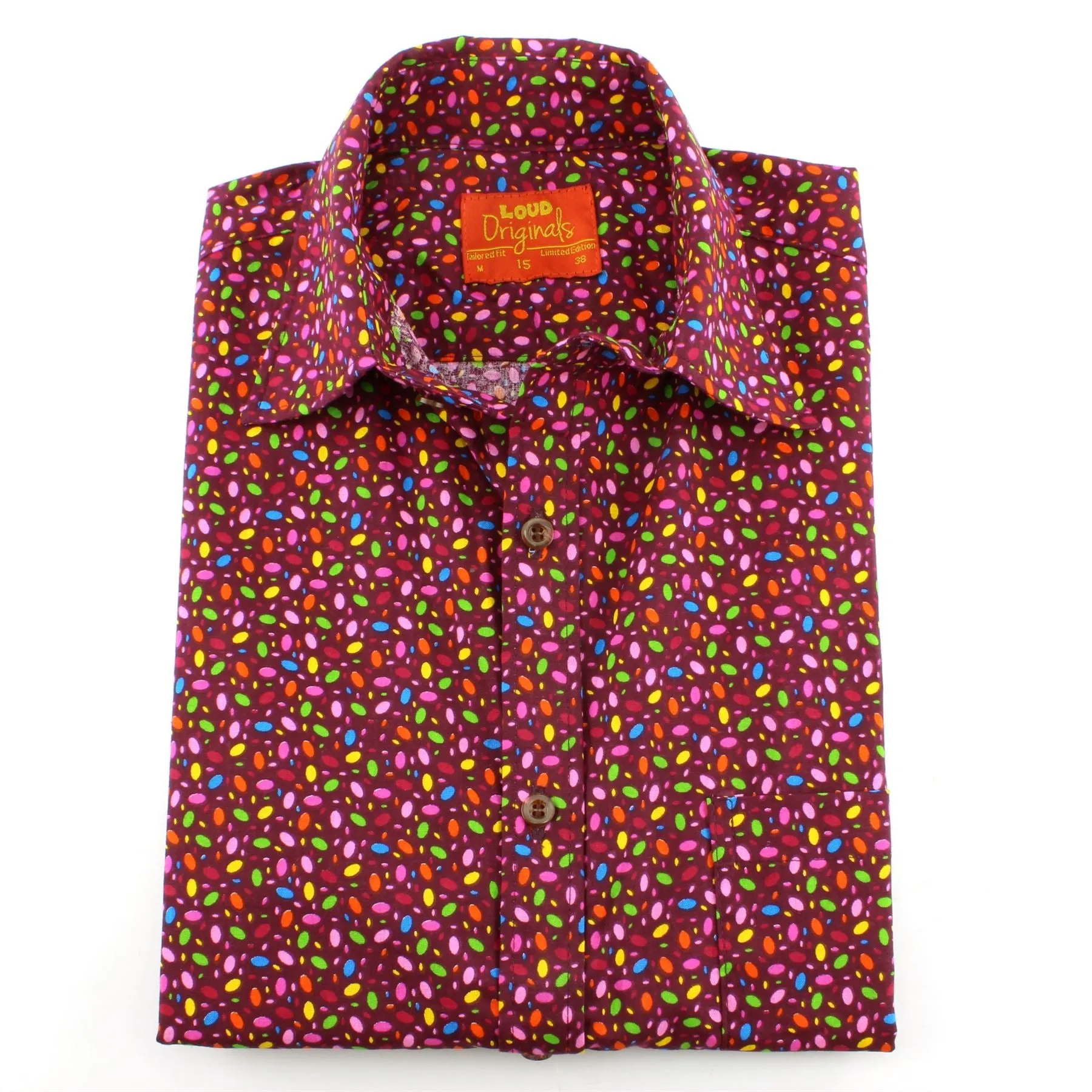 Tailored Fit Short Sleeve Shirt - Dark Purple Multi-coloured Ovals