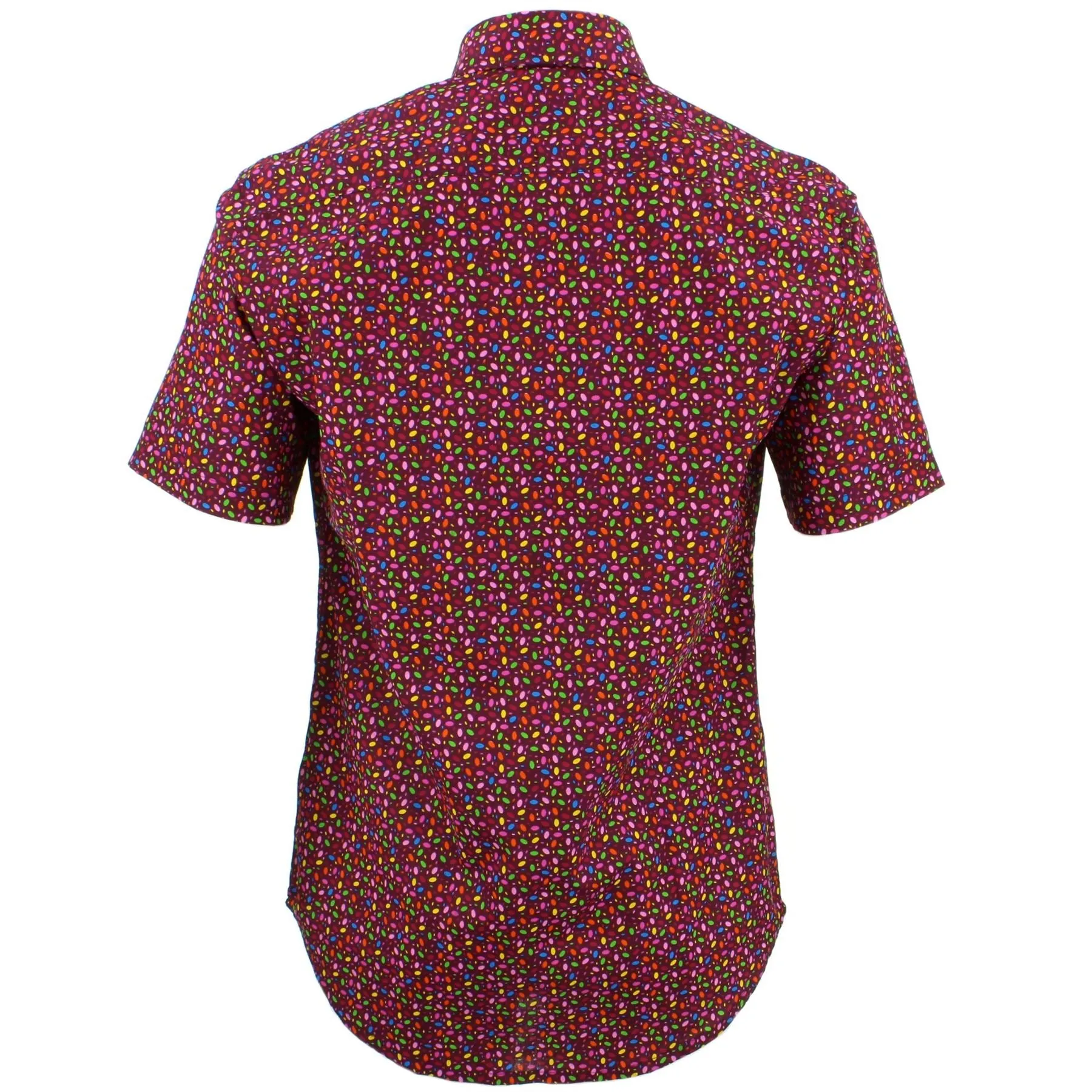 Tailored Fit Short Sleeve Shirt - Dark Purple Multi-coloured Ovals