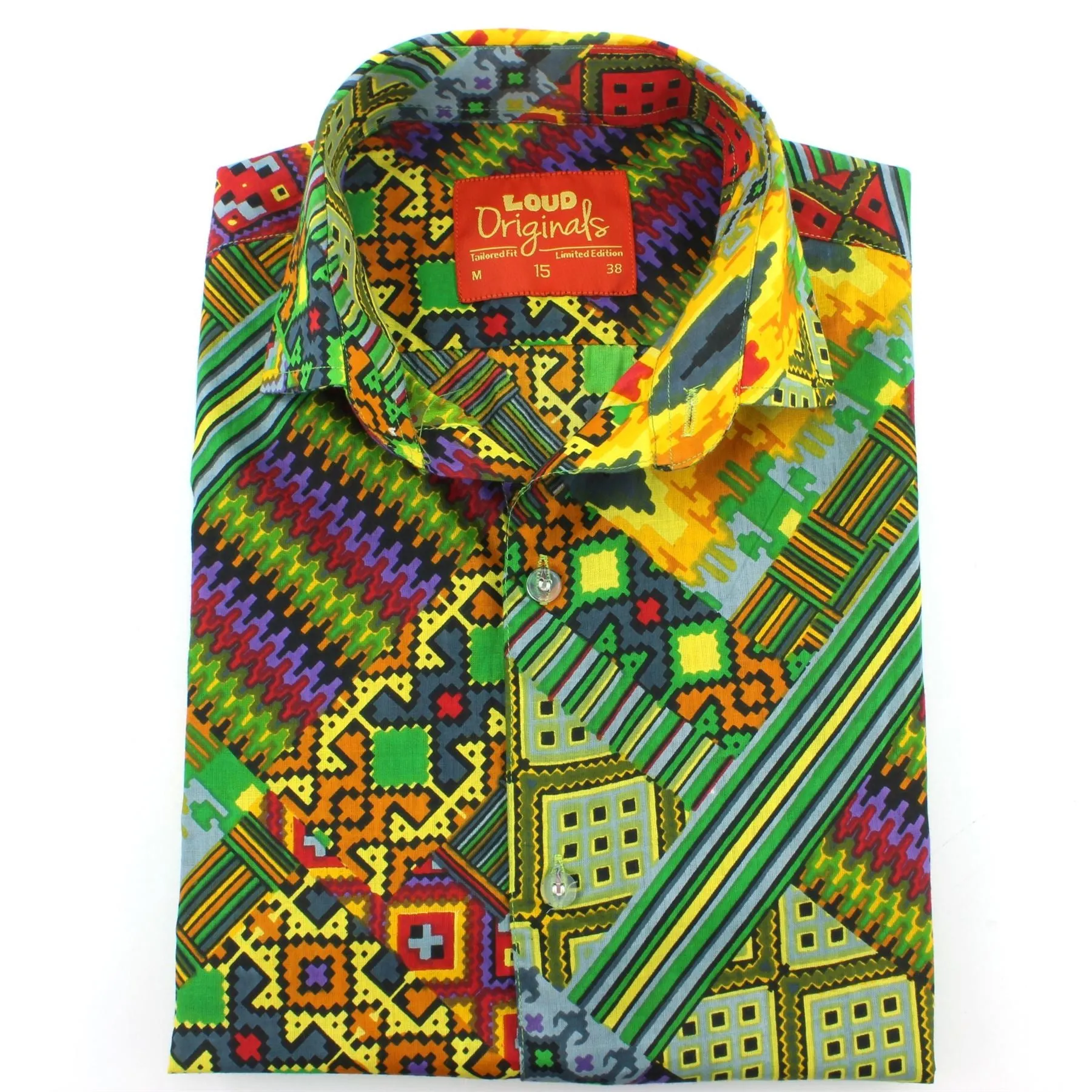 Tailored Fit Short Sleeve Shirt - Digital Diagonals