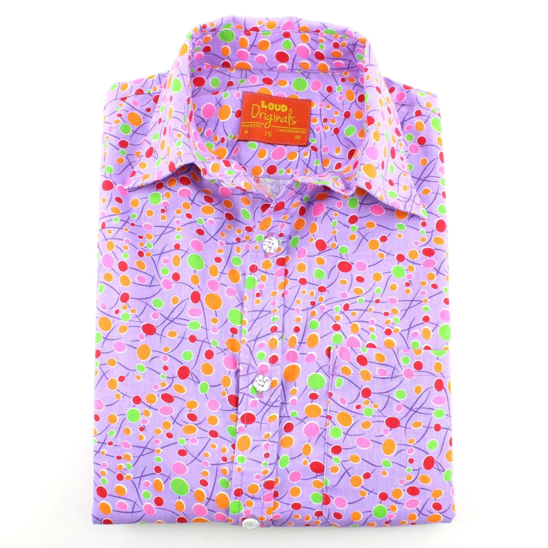 Tailored Fit Short Sleeve Shirt - Lilac Blobs