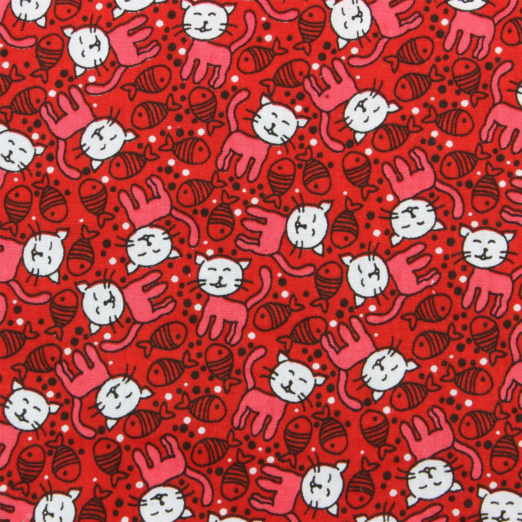 Tailored Fit Short Sleeve Shirt - Red Cats & Fish