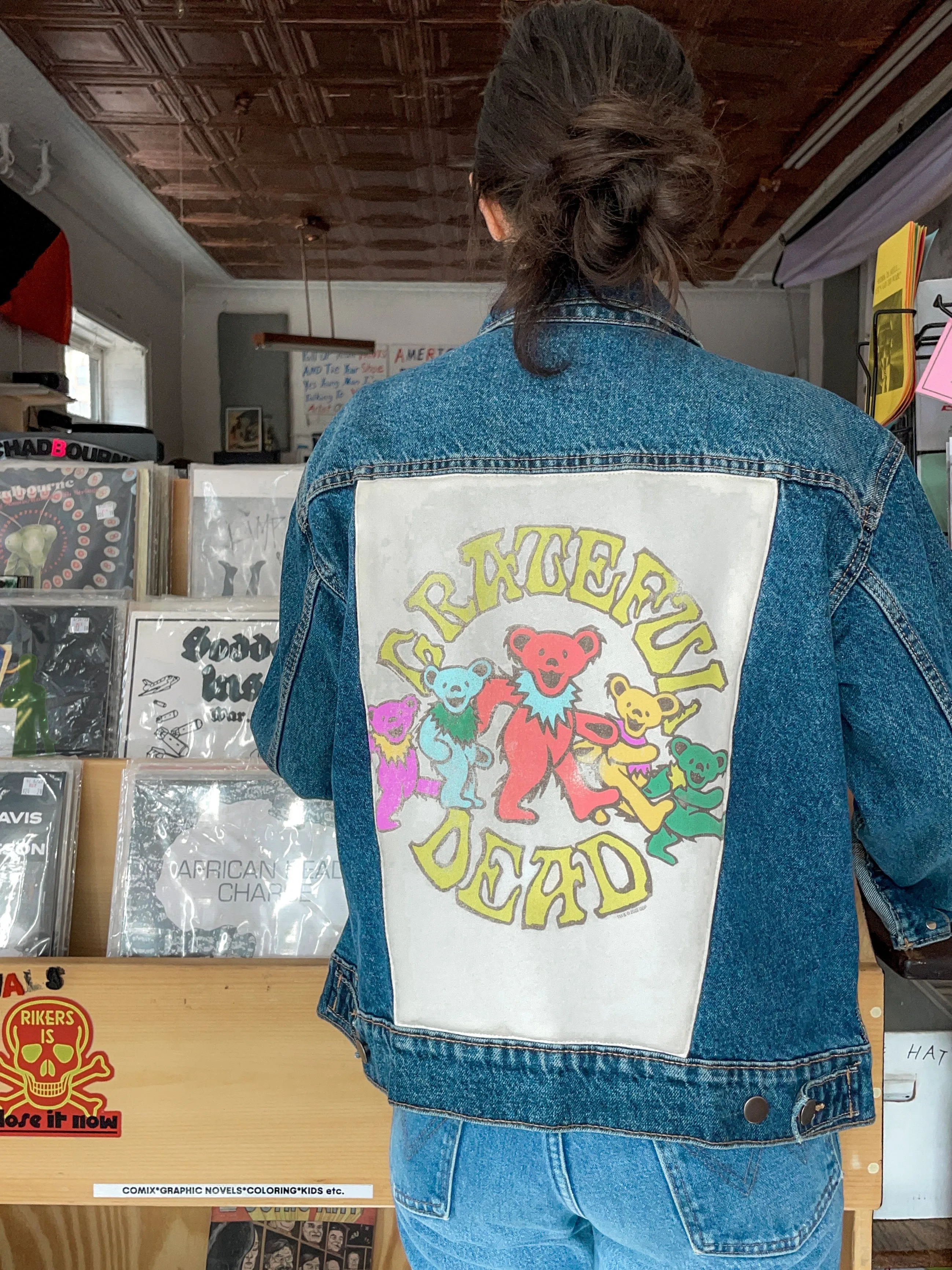 Upcycled Dancing Bears Denim Jacket